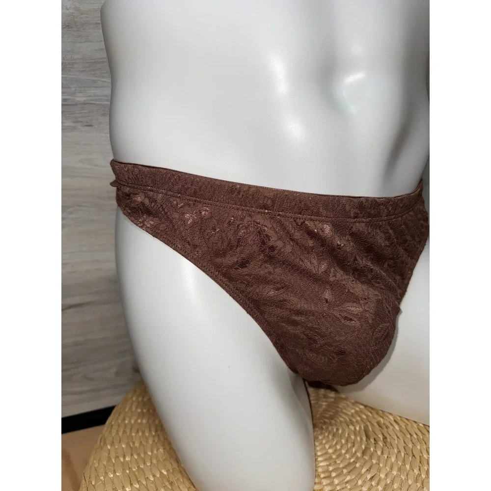 Cosabella Never Say Never Classic G-String Thong Brown Lace G-String NWT‎ L